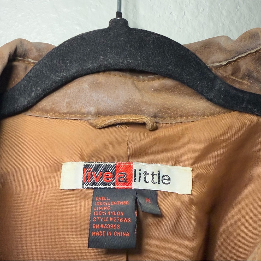 Vintage Live a Little Genuine Leather Shirt Jacket - Picture 5 of 15